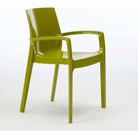 Stock 22 Sedie Impilabili con Braccioli in Polipropilene Cream Grand Soleil - Verde Anice
