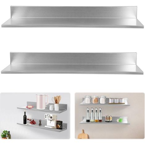 Senderpick – Supports muraux en acier inoxydable – Lot de 2 étagères de rangement pour cuisine – Capacité de charge 40 lb – Installation facile et rapide (1/5)