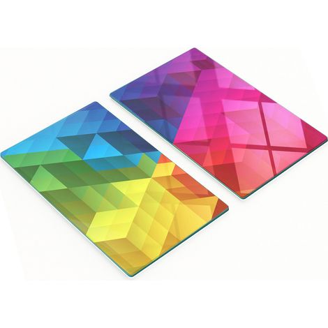 Juego de dos tablas de cocina de cristal con formas geométricas de 2x30x52 cm. (1/5)