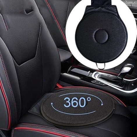 Drehbare Autositzmatte, Komfort 360°, Memory-Schaum, rund, schwarz, tragbar, für Fahrer und Beifahrer (1/4)