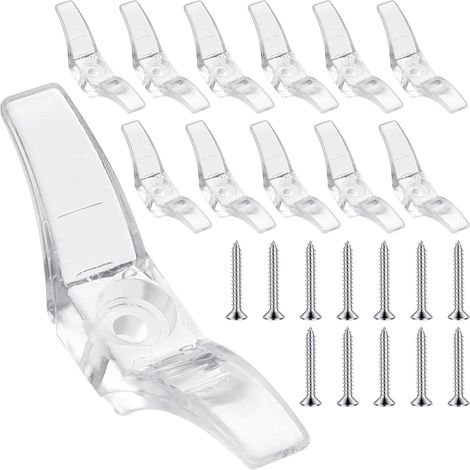 Confezione da 12 supporti per cavi per tende da finestra in plastica trasparente con viti, clip di sicurezza per tende da finestra per ufficio, casa, tende da sole