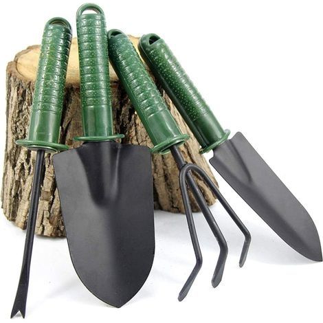 4-teiliges Gartenwerkzeug-Set aus Edelstahl, rostbeständiges Garten-Set für Blumentöpfe und Pflanzgefäße (1/4)