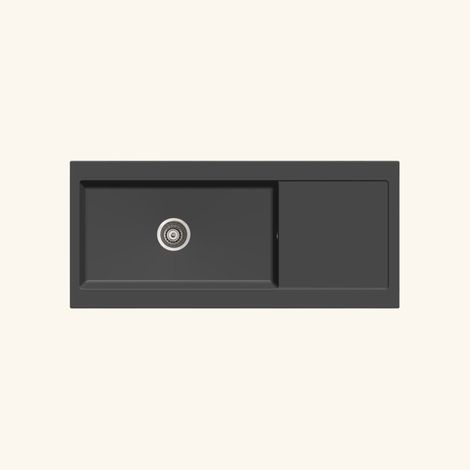 Kümbad – Évier granit noir 1 bac à encastrer – Longueur 1160mm – Largeur 520mm – Profondeur 200mm – Égouttoir réversible (1/5)