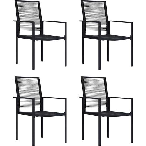 vidaXL Chaises de jardin lot de 4 Rotin PVC Noir (1/5)