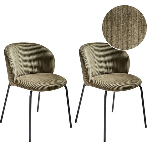 Set di 2 sedie da pranzo in velluto verde oliva Miles
