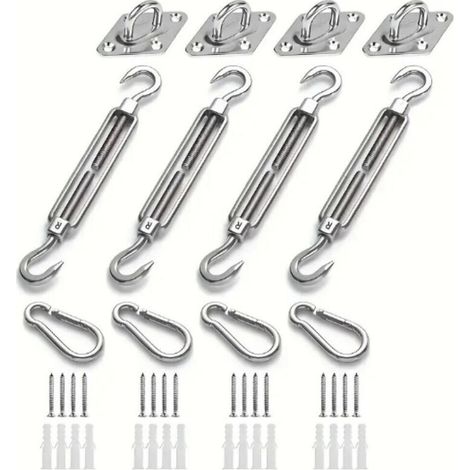 Kit de Fixation pour Voile D'ombrage, Acier Inoxydable Soleil Voile D'ombrage Kit de Fixation pour Triangle et Carré, Rectangle, du Soleil Voile D'ombrage Accessoires de Fixation(M6) (1/4)