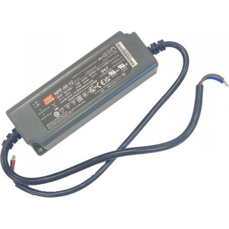 MW MEAN WELL NPF-40-12 Alimentatore Trasformatore IP67 40W 12V 3,34A Input 220V e 110V