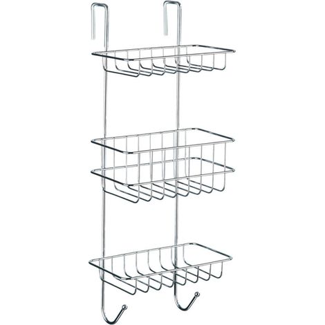 Etagère de douche à suspendre 3 paniers – Acier chromé – Dimensions 22,5x57x18,5 cm – Fixation rapide sans outils (1/3)