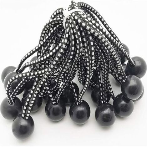 TAISHENGDA-25 Professionelle elastische Gummiseile mit Kugelenden (Schwarz, 150 mm) für Zelte, Planen und Werbetafeln. Planenspanner, Spanngurt, Planenhalterung (1/5)