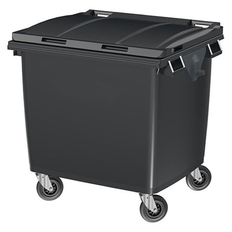 Conteneur 1000 litres à préhension latérale avec tourillons - Couleur du couvercle Jaune Citron - 1265 x 1105 x 1295 mm - 2100011LGAGA/JC