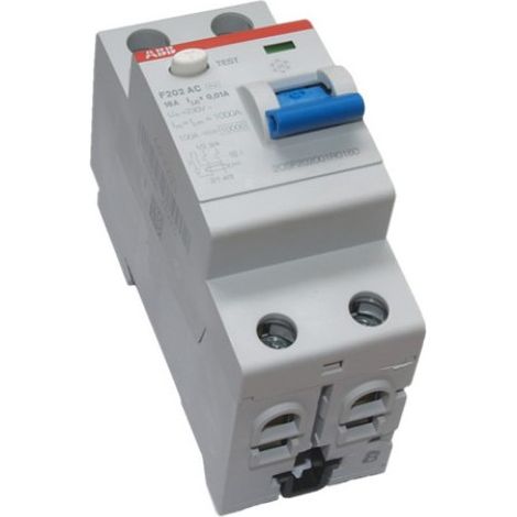 interrupteur différentiel - abb f202 - 2 pôles - 16a 10ma ac - abb 2csf202001r0160