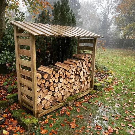 Abri bûches en bois 1,8 stères 170 x 46 x 182 cm