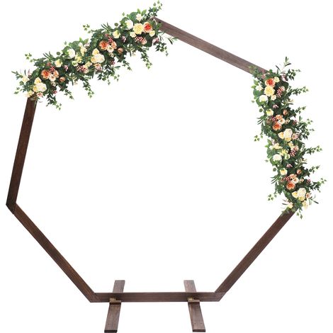 Cadre d’arche de mariage heptagonal en bois, support de fond décoratif, pour mariage, fête, fiançailles et événements (1/5)