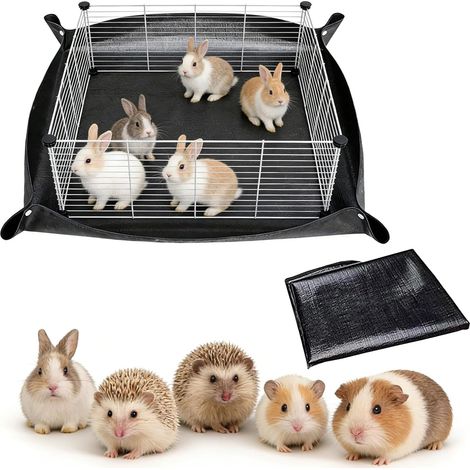 Tapis de Parc Imperméable pour Cochons d'Inde,Réutilisable,Lavable,Pliable,Noir Tapis Enclos Lapin pour Lapins,Furets,Hamsters et Autres Petits Animaux,150x100cm (1/5)
