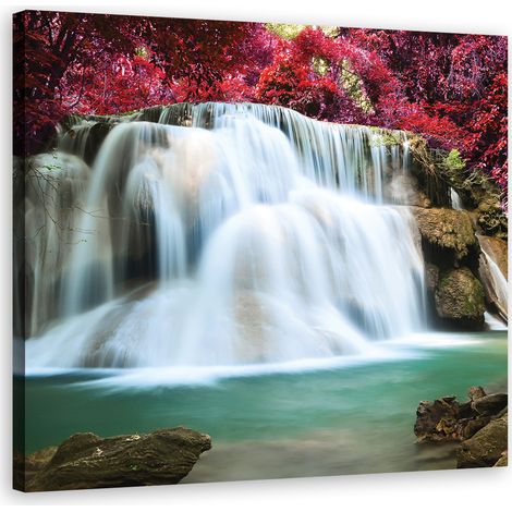 Tableau sur toile Chute d'eau montagne paysage 60x60 (1/5)