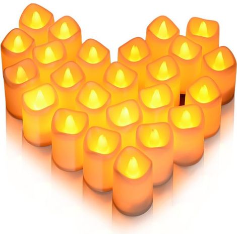 Bougies LED,24 PCS Lumière Vacillante Chauffe-Plat sans Flamme avec Piles Décoration de Mariage,Anniversaire,Festival,Halloween,Maison,Dîner, Décoration de fête (1/5)