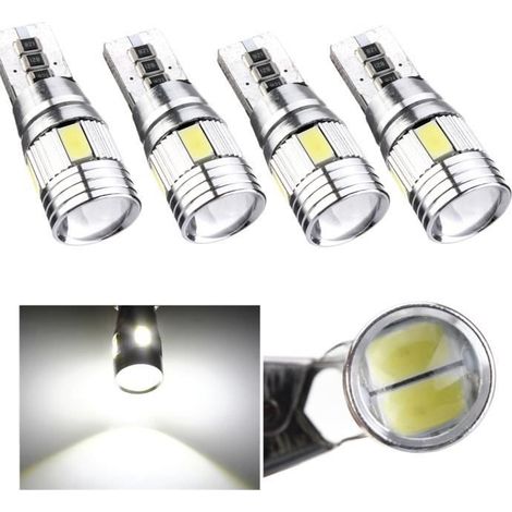 4 x T10 LED Voiture Lampe Canbus W5W 5630 6SMD Auto Véhicule Ampoule 194 168 Blanc Pur(6000-6500k)12V-Ywey (1/5)