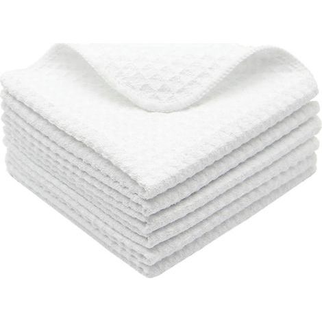 Küchentücher, super saugfähige Mikrofasertücher, weiche und waschbare Küchentücher, weiße Geschirrtücher, 6er-Pack, 30 cm x 30 cm (1/4)