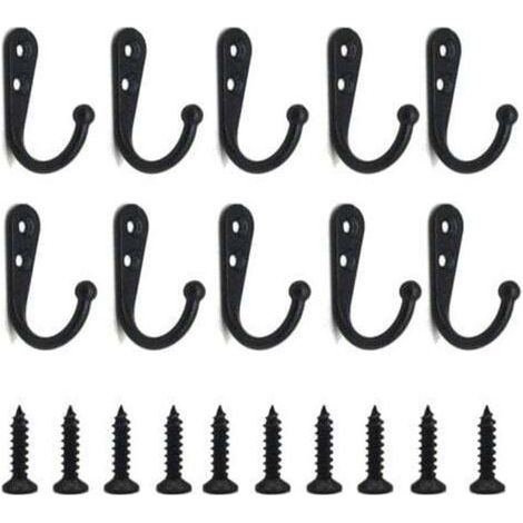 Crochets muraux noirs Lot de 20 avec vis – Idéal pour clés, serviettes, peignoirs et pochettes – Gain d’espace optimal (1/5)