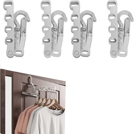 4-teiliger, faltbarer Kleiderbügel, Reiseorganizer, leicht und robust, 5-Loch-Design, grau (1/5)