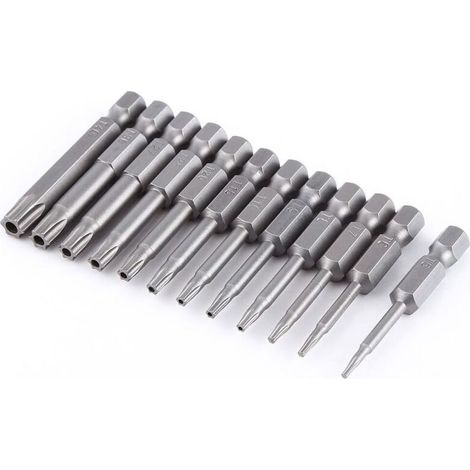 Lot de 12 Embouts de Tournevis à Tête Hexagonale 1/4", Embouts à Tête Hexagonale, Sécurité Torx à Tige Hexagonale, Embouts de Tournevis à Tête étoile (1/4)