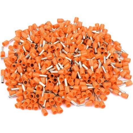 500 Stück Crimp-Röhrchen E2508 Kaltkabel-Isolierklemmen (orange) (1/5)
