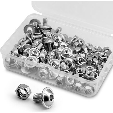 (50 Ensembles) Vis à Six Pans Creux M5 x 8mm Avec Bride et écrous Jeu de Vis à Tête Cylindrique d'Acier Inoxydable 304 (1/5)
