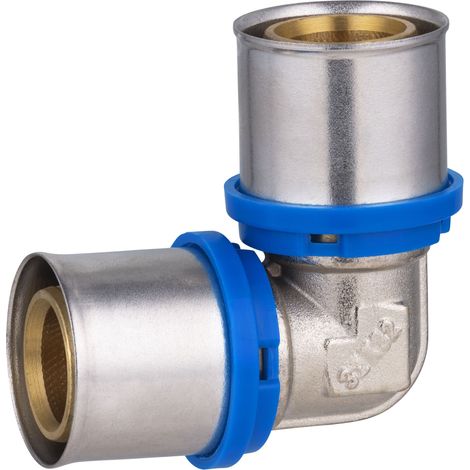 Noyon & Thiebault – Coude égal à sertir pour tube multicouche Ø32 – Raccord coudé 90° – Inserts laiton avec joints EPDM – Pression 10 bar, température 0 à 95°C