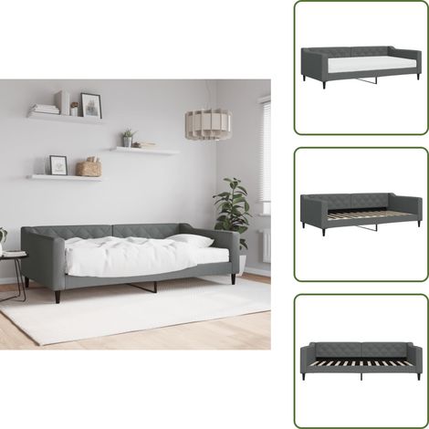 The Living Store Sofá cama con colchón tela gris oscuro 100x200 cm - Colchón