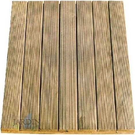 Carrelage en bois droit 100x100 cm – Épaisseur 36 mm – 100% pin autoclavé pour résistance humidité – Idéal pour espaces extérieurs (1/2)