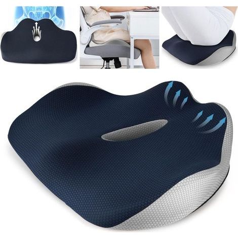 Coussin Chaise, Coussin de Siège, Coussin pour Chaise de Bureau, Mousse à Mémoire de Forme, Coussin Voiture Conducteur, Housse Lavable, Façonnage des Hanches, Coussin de Siège Relief du Coccyx (1/5)