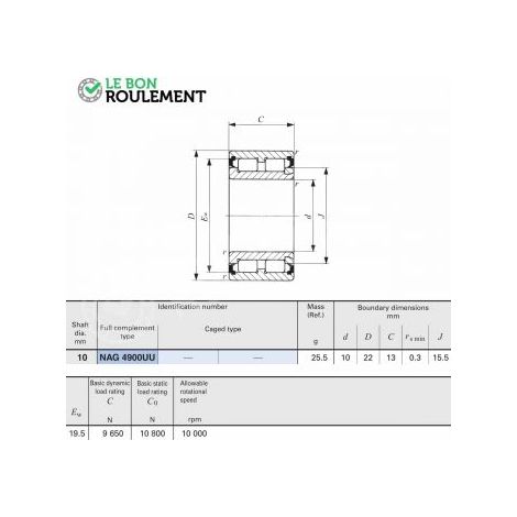 Roulement à rouleaux cylindriques NAG4900-UU-IKO