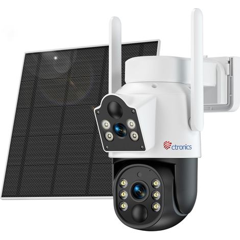 Double Objectif Caméra Surveillance WiFi Exterieure sans Fil, 2K 3MP Solaire Caméra avec Batterie 9800mAh, Panneau Solaire 6W, Alarme Son (1/5)