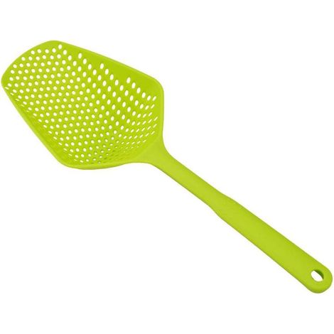 Lot de 2 grandes cuillères de service vertes à fentes avec long manche, louche passoire à pâtes résistante à la chaleur, cuillère égouttoir pour pâtes, nouilles, légumes et plus encore (1/5)