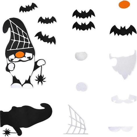 Stickers muraux d'Halloween, faciles à installer, pour portes et fenêtres : chauve-souris, autocollants muraux décoratifs noirs, tête de citrouille. (1/5)