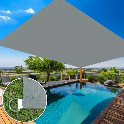 Voile d'ombrage rectangulaire grise 4 x 4 m - Polyester 210D imperméable et anti-UV pour terrasse, piscine et jardin (1/5)