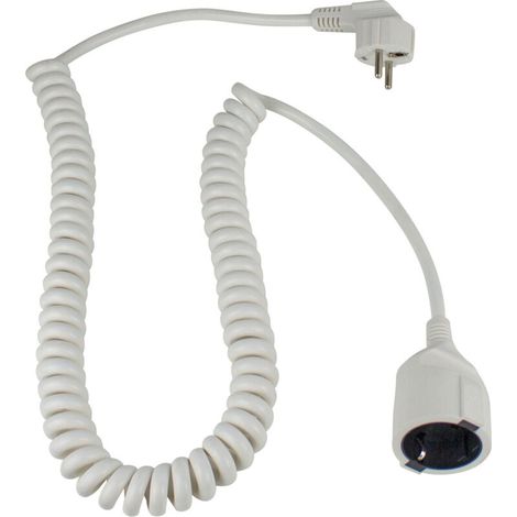 Spiralleitung mit Winkelstecker 4m wei H05VV-F 3G1,5 IP20 (1/2)