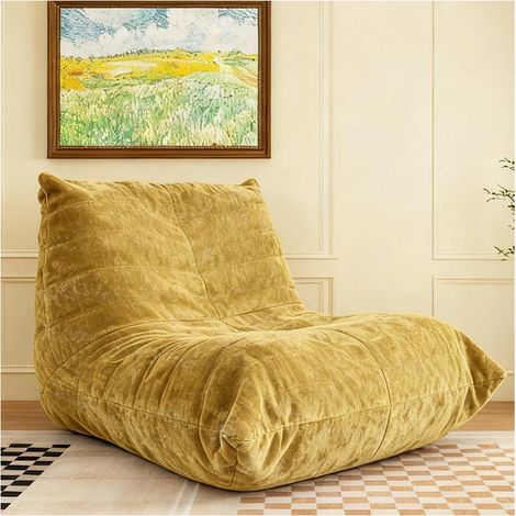 Canapé lounge luxueux en chenille brillante, pouf ergonomique offrant un soutien complet du corps, résistant aux taches et respirant pour les environnements de vie modernes
