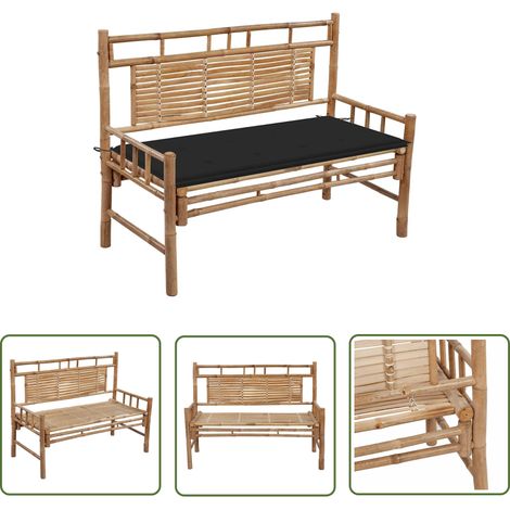 INLIFE Banc de jardin avec coussin 120 cm Bambou (1/5)