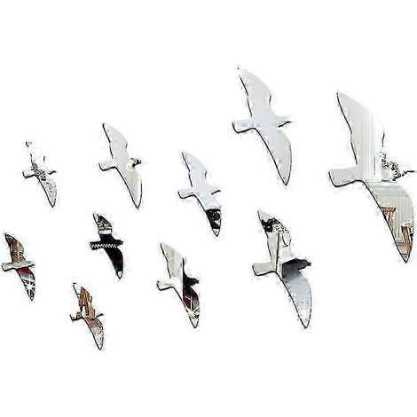 Un autocollant mural amovible en acrylique avec motif d'oiseau argenté, idéal pour la décoration intérieure, comme sticker mural derrière la télévision ou le canapé. (1/5)