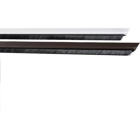 Parafreddo adesivo in PVC spazzolino sotto porta 1m bianco marrone paraspifferi (1/2)