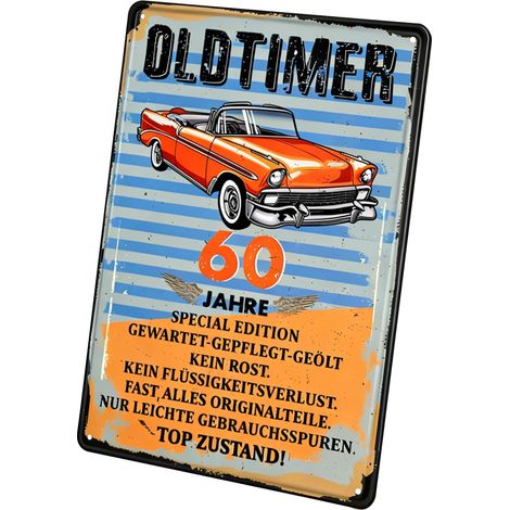 Plaque décorative en métal pour 60e anniversaire homme, 60 ans, plaque en tôle vintage amusante pour 60e anniversaire pour homme, décoration murale en métal pour fête, salon, bar, bricolage (1/5)