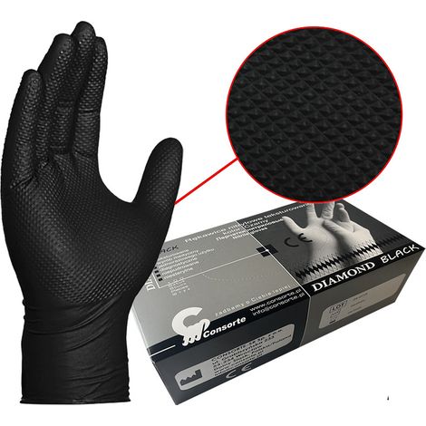 Guanti in gomma M nitrile diamante NERO (1/3)