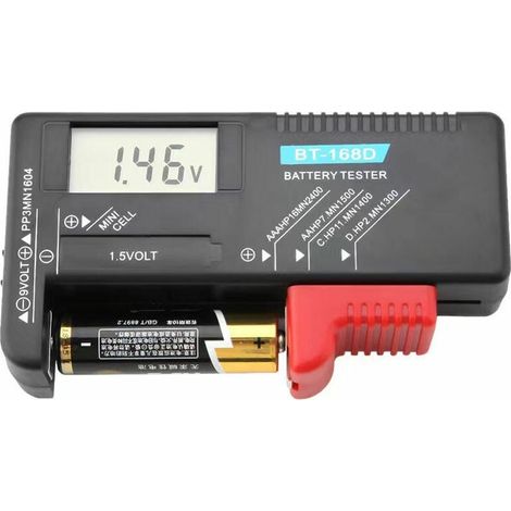 SHINING HOUSE Probador de voltaje de batería digital universal BT-168D LCD AA / AAA / C / D / 9V / 1.5V, Probador de batería universal, GU.B/bueno, (1/4)