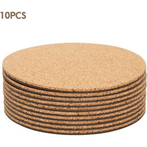 Dessous de table en liège rond - - 50 pièces - Marron (1/4)