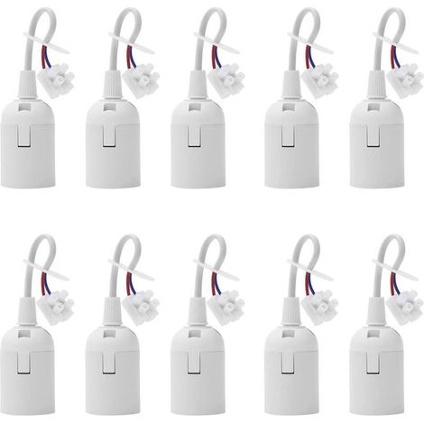 Lot de 10 douilles de lampe E27 avec câble 4 A 250 V pour ampoules à incandescence et LED (1/5)