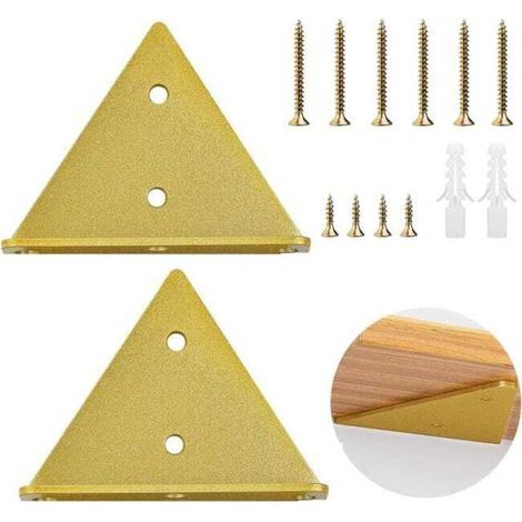 (4 pièces dorées) Support triangulaire pour étagère flottante, support d'angle invisible pour étagère murale avec vis de fixation (1/5)