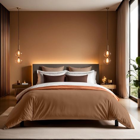 Housse de Couette XXL - 155 x 220 cm - 100% Coton - Marron - Fermeture à Bouton - 155 Fils - Lavable en Machine à 30 °C - pour Les Chambres (1/5)