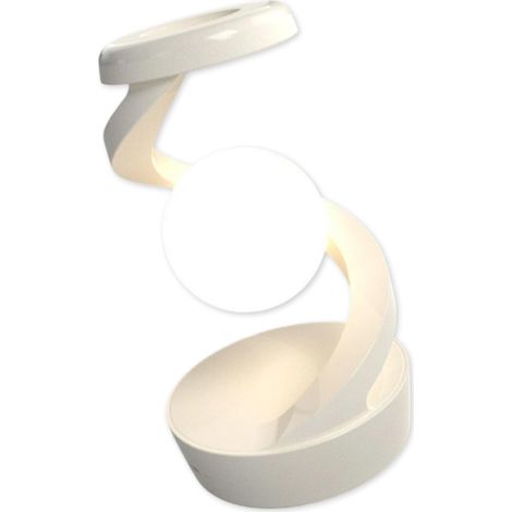 Lampe de table de chevet en forme d ' orbe en spirale, lampe blanche rechargeable avec contrôle des gestes pour éclairage de bureau et affichage d ' accent d ' entrée à la maison (1/5)