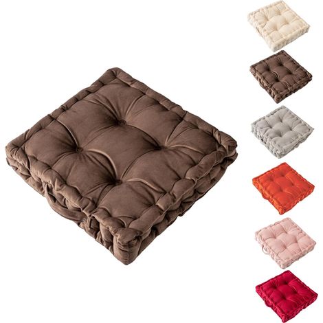 1 Coussin De Sol 38x38cm, Épaisseur 8cm, Velours Doux, Poignée, Pour Salon Yoga Extérieur